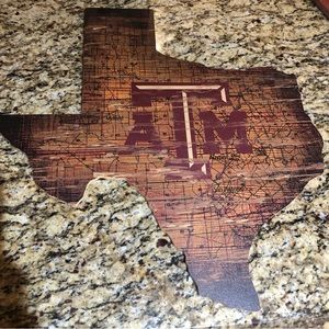 Texas A&M map of Texas wall art